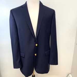 Lauren Ralph Lauen Blazer Men 44L  Navy Blue Gold‎ Buttons Sport Coat Business